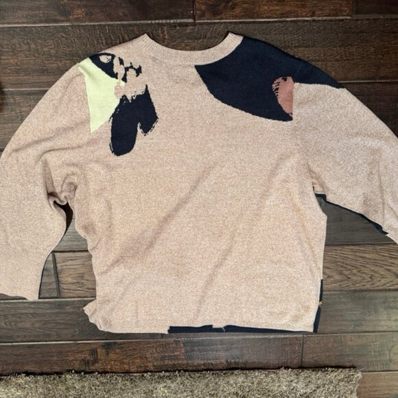 Nic + Zoe Cream & Black Floral Crewneck Sweater Tunic – Size 1X – Boho Style - Picture 2 of 9